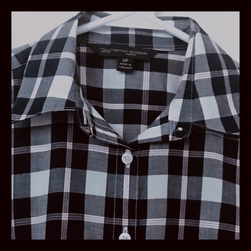 Brooks Brothers Navy Check Button Down Shirt 0P